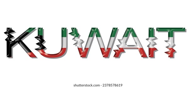 KUWAIT flag text font, 3D KUWAIT colorful background, KUWAIT flag vector illustration