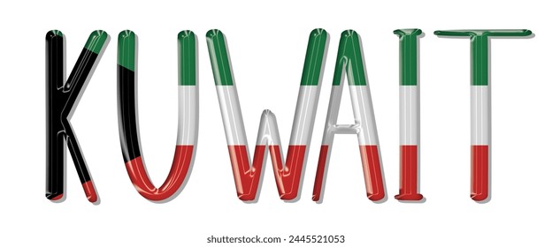 Schriftart für Kuwait-Flagge, 3D-Kuwait-Flagge bunter Hintergrund, Kuwait-Flagge Vektorillustration