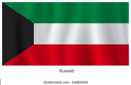 Kuwait-Flagge mit Titeln auf weißem Hintergrund, Vektorgrafik