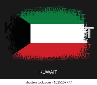 Bandera de Kuwait en el diseño tipográfico. Ilustración vectorial de Grunge y Resumen.eps10
