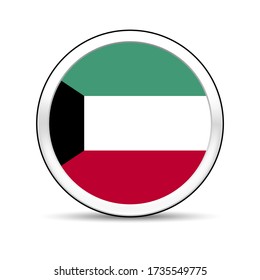 Kuwait flag vector in button design. Eps 10 vector illustration.