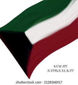 Kuwait flag vector illustration in white background with text