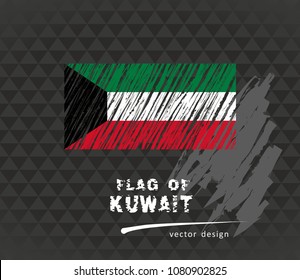 Kuwait flag, vector sketch hand drawn illustration on dark grunge background