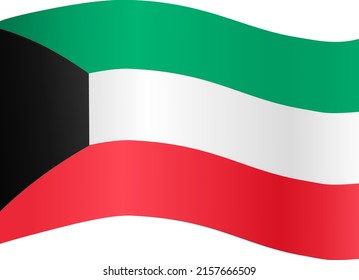 Kuwait flag wave  isolated  on png or transparent background,Symbol Kuwait. vector illustration