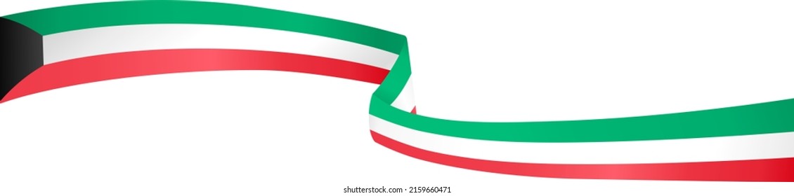 Kuwait flag wave  isolated  on png or transparent background,Symbol Kuwait. vector illustration