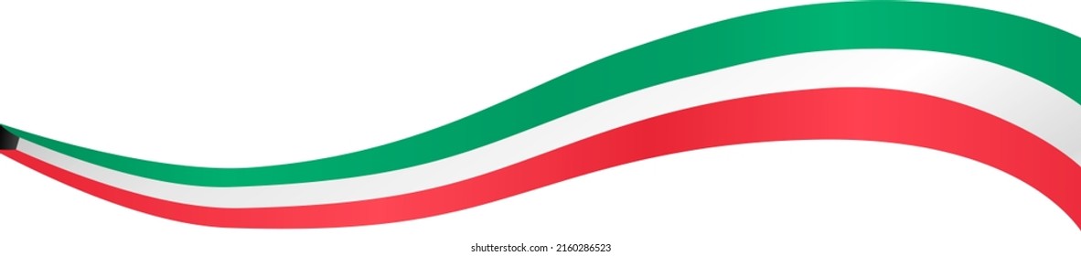 Kuwait flag wave  isolated  on png or transparent background