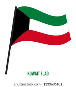 Kuwait Flag Waving Vector Illustration on White Background. Kuwait National Flag.