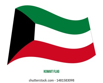 Kuwait Flag Waving Vector Illustration on White Background. Kuwait National Flag.