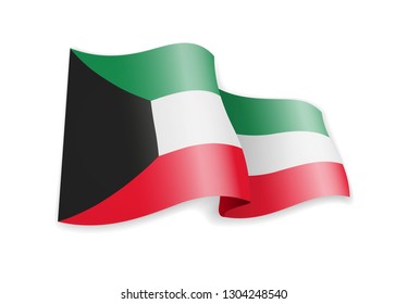 Kuwait flag in the wind. Flag on white background vector illustration