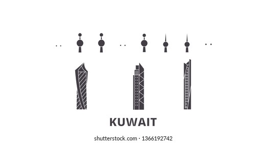 Kuwait, Kuwait flat travel skyline set. Kuwait, Kuwait black city vector illustration, symbol, travel sights, landmarks.