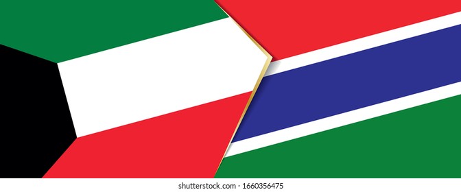 Kuwait and Gambia flags, two vector flags symbol of relationship or confrontation.