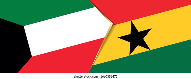 Kuwait and Ghana flags, two vector flags symbol of relationship or confrontation.