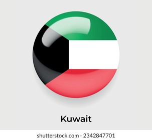 Kuwait lustroso bandera nacional burbuja forma redonda icono de ilustración vectorial