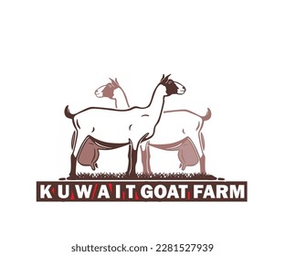 KUWAIT-GOAT-LOGO, Silhouette von stehenstehenden Vektorgrafiken für Milchziegen