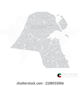 Kuwait grey map isolated on white background with abstract mesh line and point scales. Vector illustration eps 10