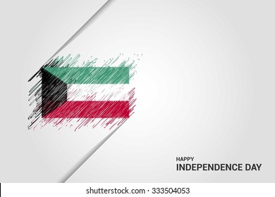 Kuwait Happy independence day scribble flag. Hand drawn Country flag on Gray crumbled paper. vintage background wallpaper vector illustration.