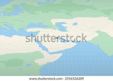 Kuwait highlighted on a detailed map, geographic location of Kuwait. Vector Map.