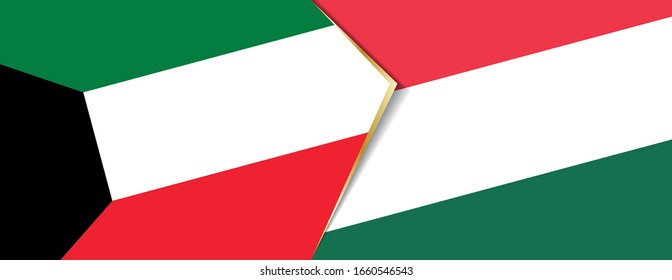 Kuwait and Hungary flags, two vector flags symbol of relationship or confrontation.