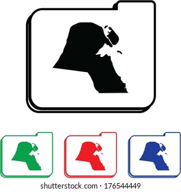 Kuwait  Icon Illustration with Four Color Variations