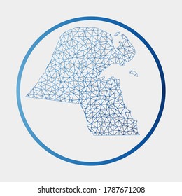Kuwait icon. Network map of the country. Round Kuwait sign with gradient ring. Technology, internet, network, telecommunication concept. Vector illustration.