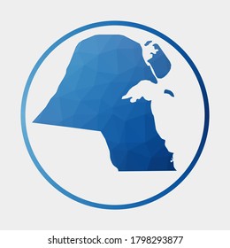 Kuwait icon. Polygonal map of the country in gradient ring. Round low poly Kuwait sign. Vector illustration.