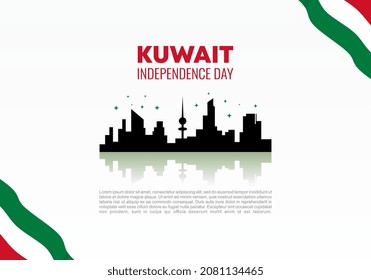 Afiche de la bandera de fondo del Día de la Independencia de Kuwait para la celebración nacional el 25 de febrero.