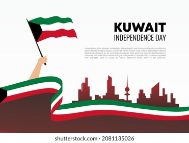 Kuwait independence day background banner poster for national celebration on February 25 th.