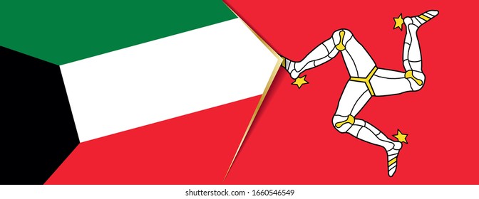 Kuwait and Isle of Man flags, two vector flags symbol of relationship or confrontation.