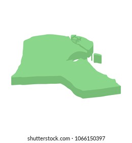 Kuwait isometric map of Asian country