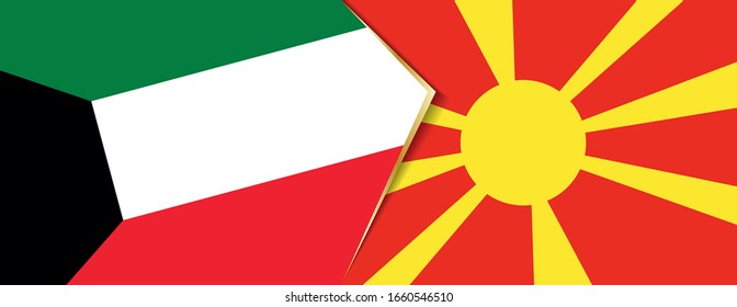 Kuwait and Macedonia flags, two vector flags symbol of relationship or confrontation.