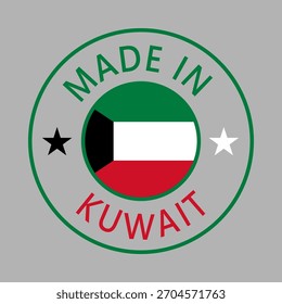 Kuwait Feito em Carimbo em círculo com bandeira Modelo vetor no fundo branco