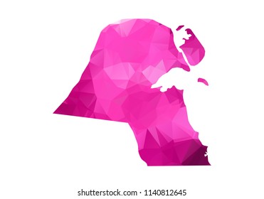 kuwait Map - Abstract geometric rumpled triangular low poly style gradient graphic on white background , line dots polygonal design for your . Vector illustration