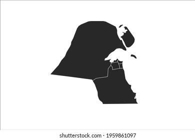 Kuwait Map black Color on White Backgound