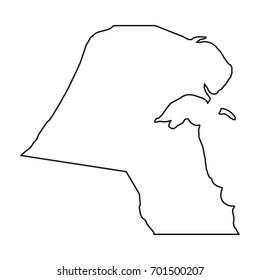 Kuwait map of black contour curves of vector illustration