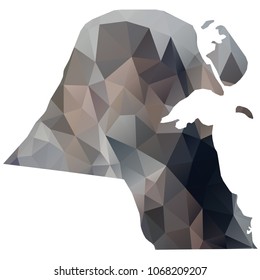 kuwait map - Black, grey, geometric rumpled low poly style gradient graphic background, polygonal design for your. Vector illustration eps 10.