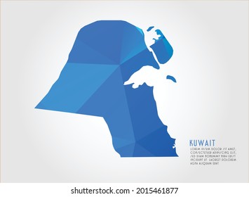 Kuwait map blue Color on white background polygonal