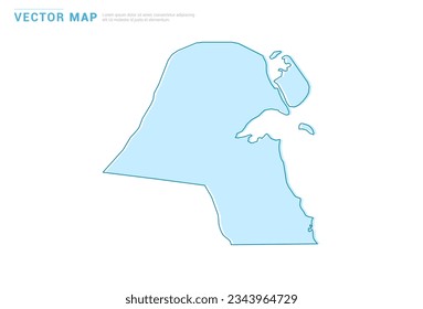 Kuwait map blue silhouette isolated on white background, illustration template vector.