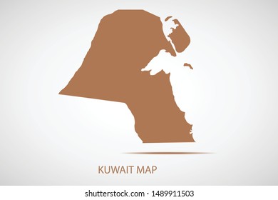 Kuwait map, brown color and country name. Map of Asia. Vector map on gray background. Symbol for your web site design map logo. app, ui, Travel vector eps10, concept Illustration.