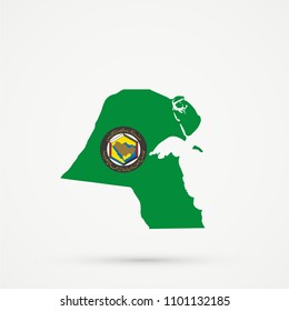 Kuwait map in Cooperation Council for the Arab States of the Gulf (GCC) flag colors, editable vector.