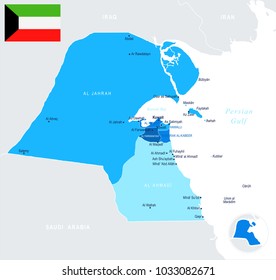 Kuwait Map - Detailed Info Graphic Vector Illustration