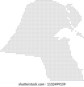 Kuwait map dots vector outline, dotted map, point patterns map faded gray background image art