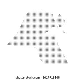 Kuwait map dotted, grey point on white background