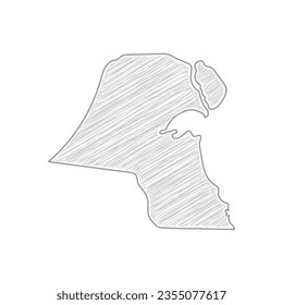 Dibujo de mapas de Kuwait, esbozo de lápiz