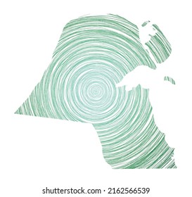 Kuwait map filled with concentric circles. Sketch style circles in shape of the country. Vector Illustration.