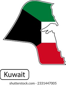 Kuwait map with flag inside. Vector illustration isolated on white background.