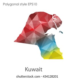 Kuwait map in geometric polygonal style.Abstract gems triangle,modern design background. Vector illustration EPS10