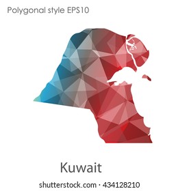 Kuwait map in geometric polygonal style.Abstract gems triangle,modern design background. Vector illustration EPS10