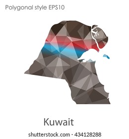 Kuwait map in geometric polygonal style.Abstract gems triangle,modern design background. Vector illustration EPS10