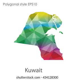 Kuwait map in geometric polygonal style.Abstract gems triangle,modern design background. Vector illustration EPS10