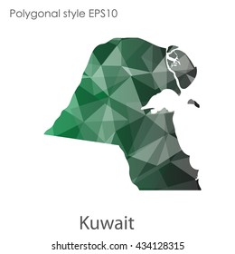 Kuwait map in geometric polygonal style.Abstract gems triangle,modern design background. Vector illustration EPS10